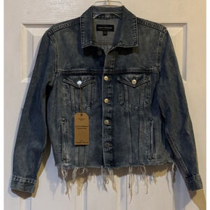 Women's Lucky Brand Size L Distressed Denim Trucker Jacket